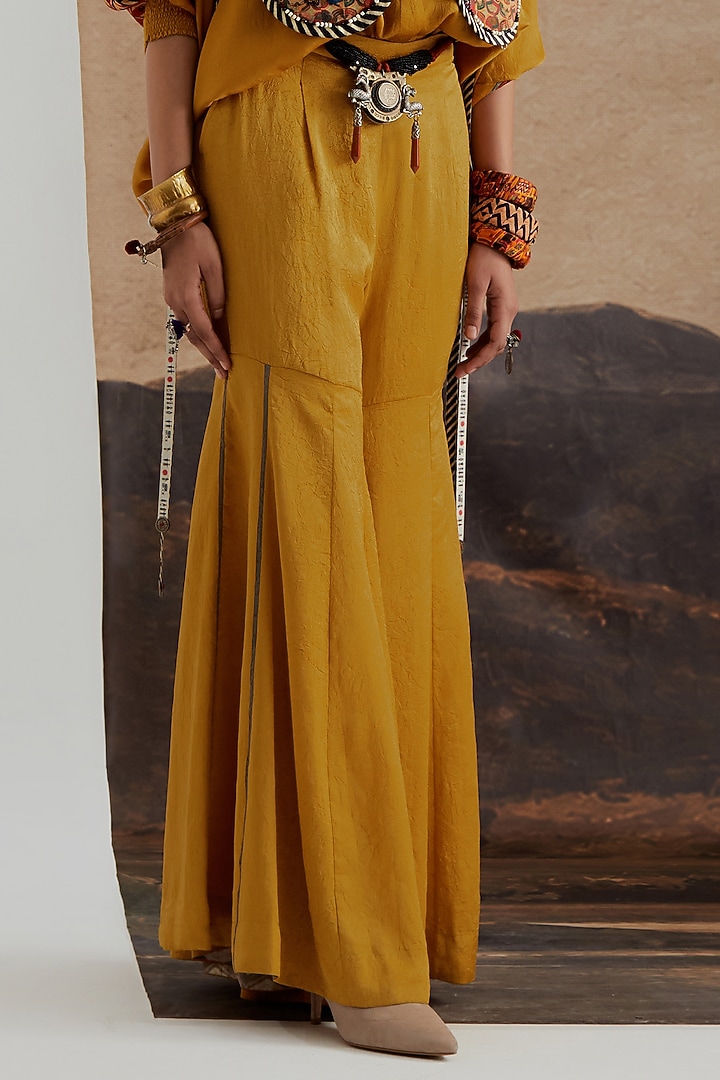 Topaz Yellow Crushed Silk Wedding Sharara Set by ASEEM KAPOOR at Pernia's Pop Up Shop