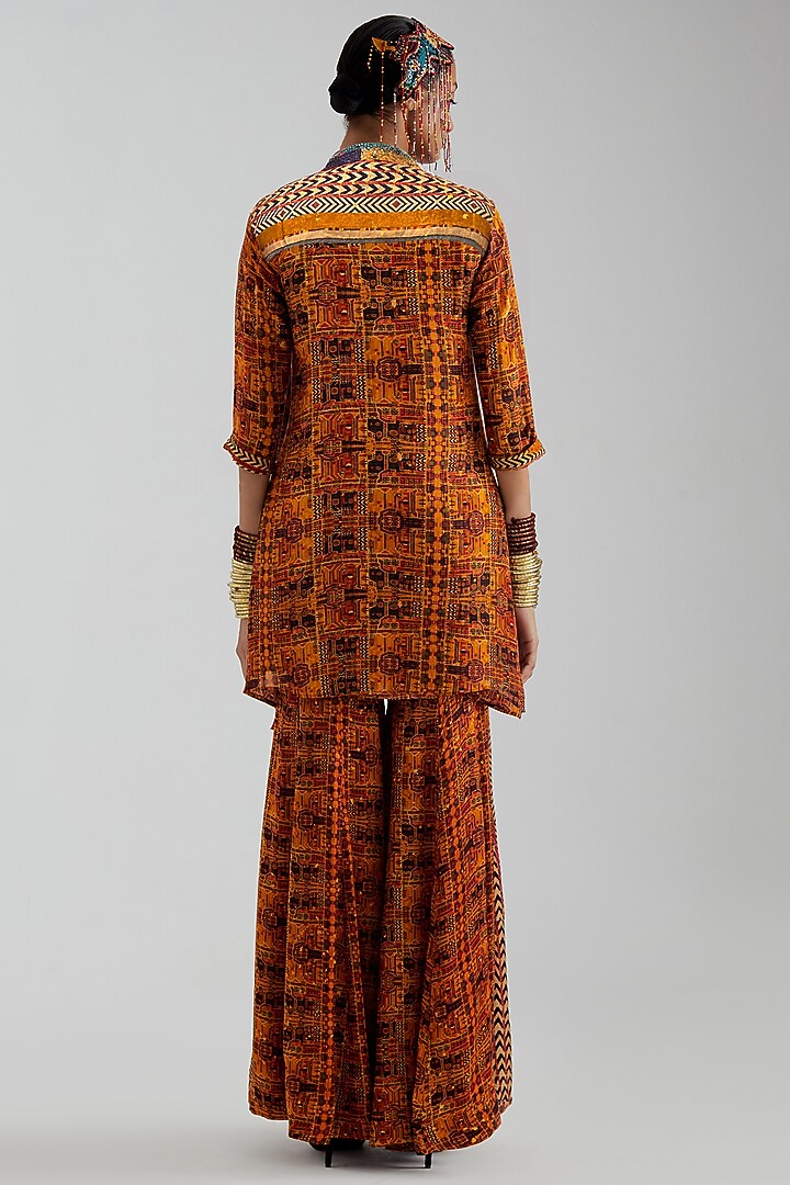 Topaz Yellow Modal Satin Printed Wedding Sharara Set by ASEEM KAPOOR at Pernia's Pop Up Shop