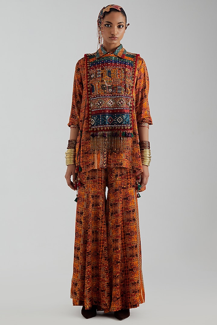 Topaz Yellow Modal Satin Printed Wedding Sharara Set by ASEEM KAPOOR at Pernia's Pop Up Shop