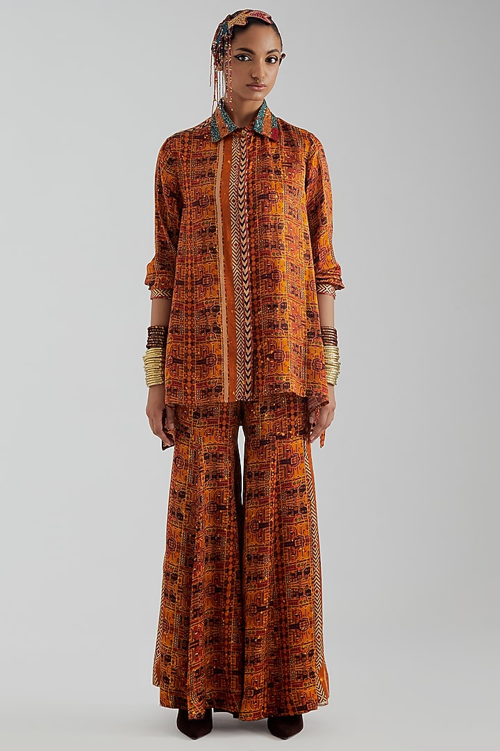 Topaz Yellow Modal Satin Printed Wedding Sharara Set by ASEEM KAPOOR at Pernia's Pop Up Shop