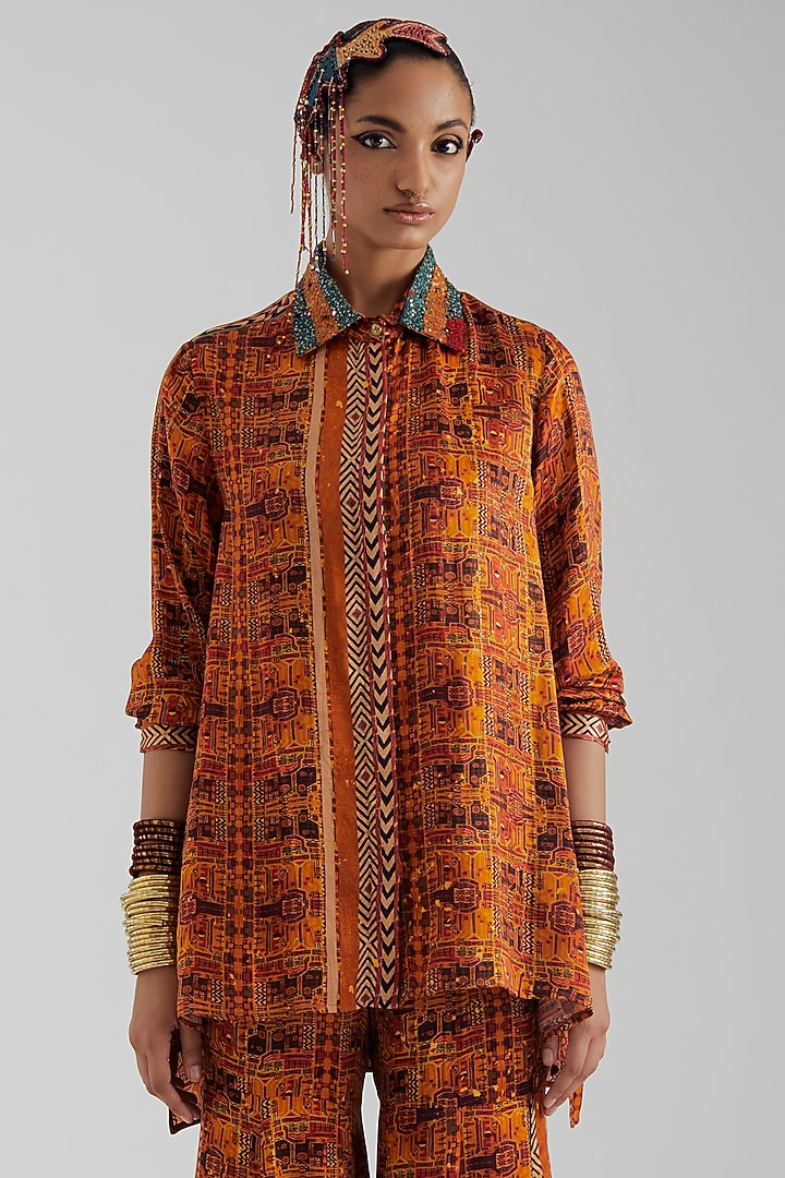 Topaz Yellow Modal Satin Printed Wedding Sharara Set by ASEEM KAPOOR at Pernia's Pop Up Shop