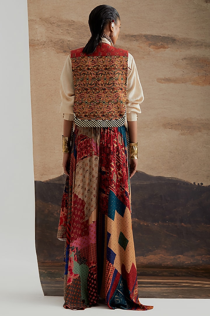 Multi-Colored Natural Crepe Printed Skirt Set by ASEEM KAPOOR at Pernia's Pop Up Shop