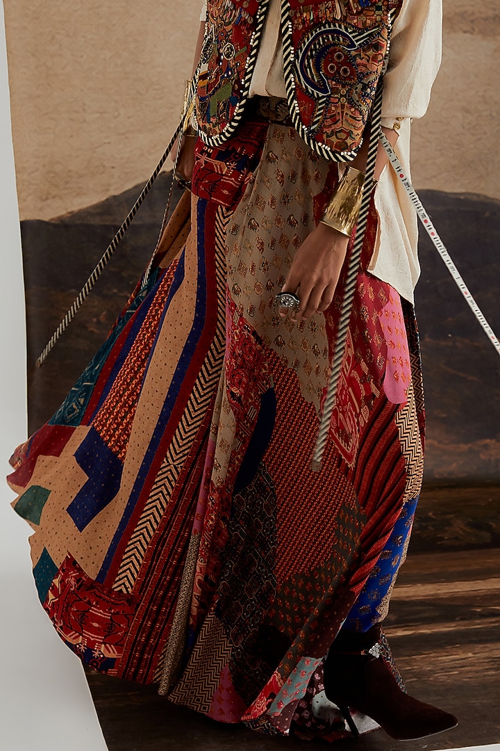 Multi-Colored Natural Crepe Printed Skirt Set by ASEEM KAPOOR at Pernia's Pop Up Shop