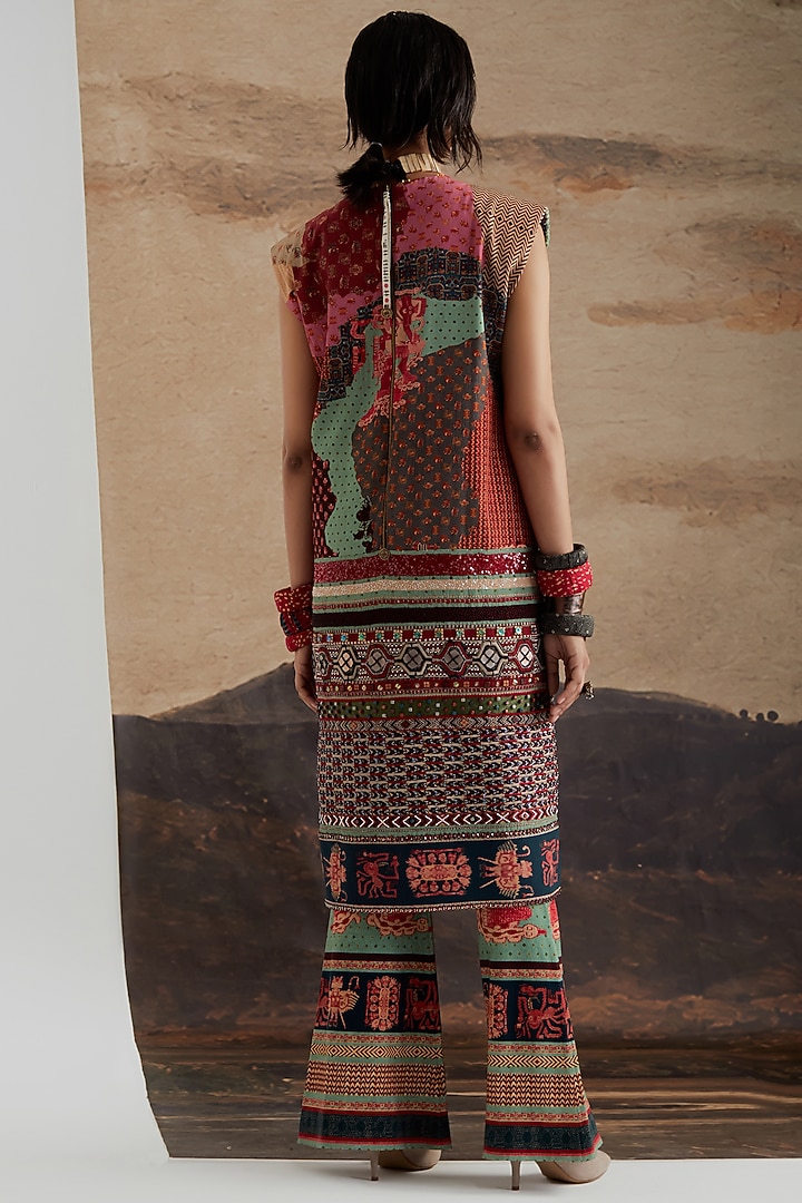 Ash Green Natural Crepe & Satin Lycra Co-Ord Set by ASEEM KAPOOR at Pernia's Pop Up Shop