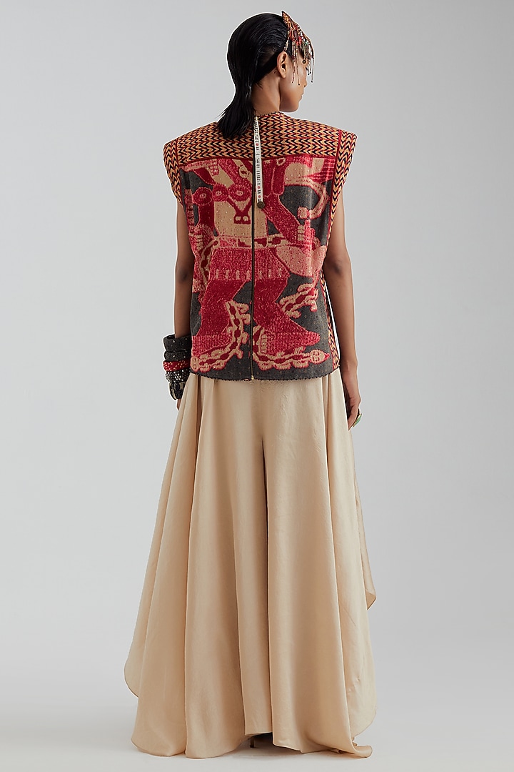 Ecru Crushed Silk Skirt Set by ASEEM KAPOOR at Pernia's Pop Up Shop