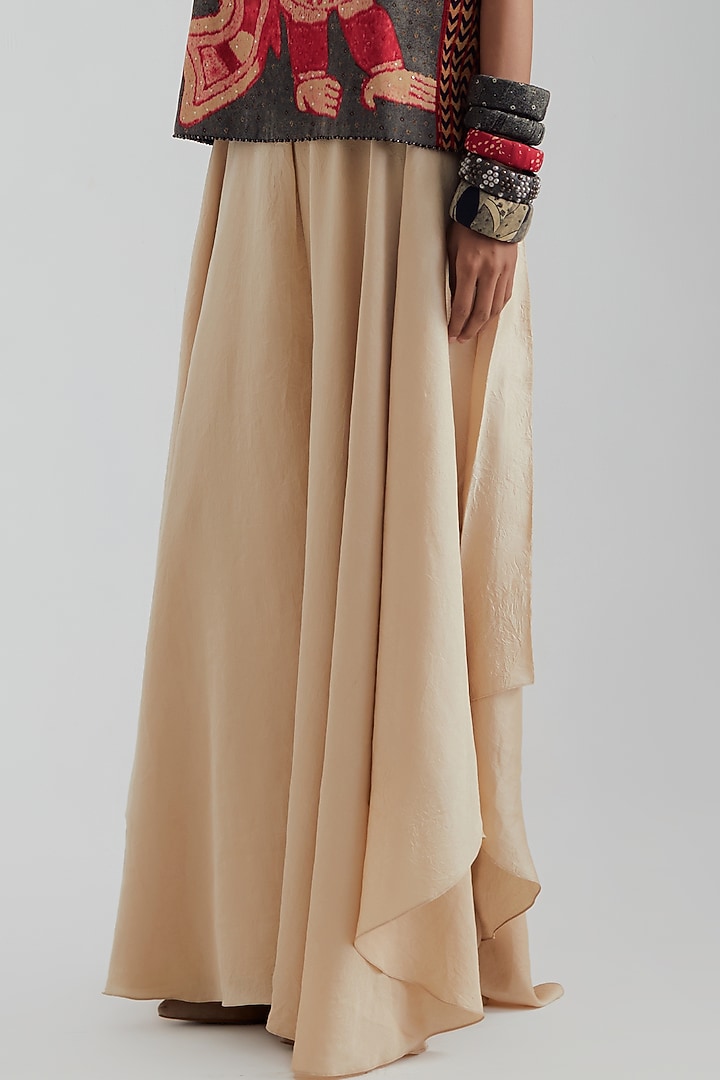 Ecru Crushed Silk Skirt Set by ASEEM KAPOOR at Pernia's Pop Up Shop