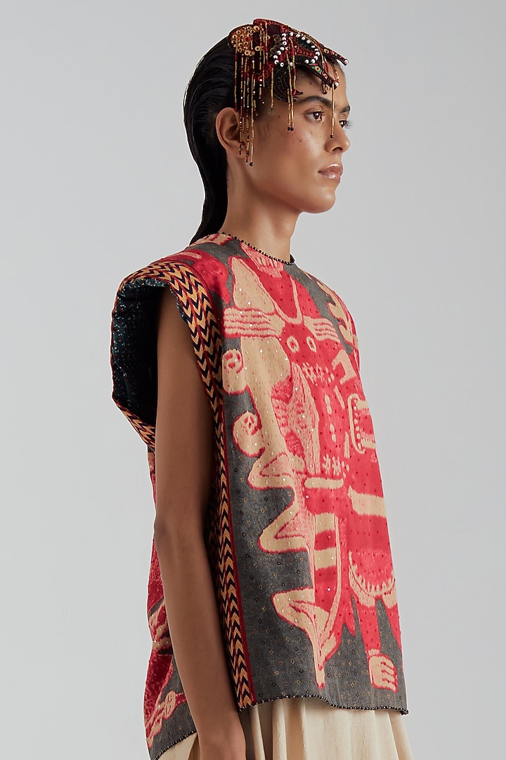 Ecru Crushed Silk Skirt Set by ASEEM KAPOOR at Pernia's Pop Up Shop