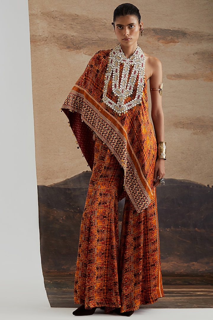 Topaz Yellow Modal Satin Printed Wedding Sharara Set by ASEEM KAPOOR at Pernia's Pop Up Shop