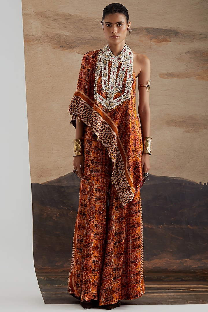 Topaz Yellow Modal Satin Printed Wedding Sharara Set by ASEEM KAPOOR at Pernia's Pop Up Shop