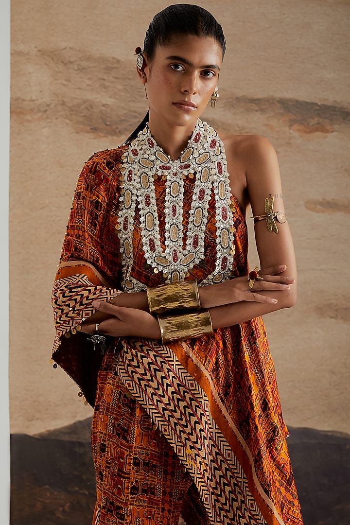 Topaz Yellow Modal Satin Printed Wedding Sharara Set by ASEEM KAPOOR at Pernia's Pop Up Shop