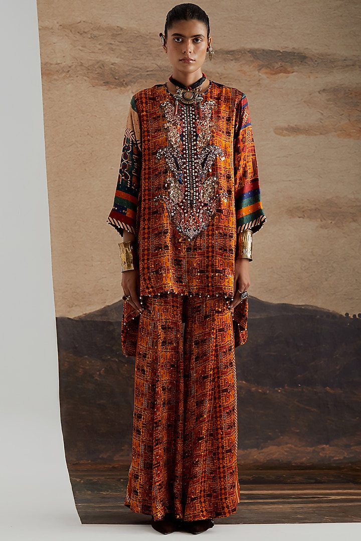 Topaz Yellow Modal Satin Printed Wedding Sharara Set by ASEEM KAPOOR at Pernia's Pop Up Shop