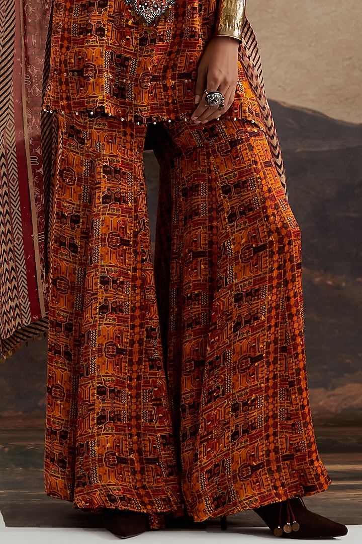 Topaz Yellow Modal Satin Printed Wedding Sharara Set by ASEEM KAPOOR at Pernia's Pop Up Shop
