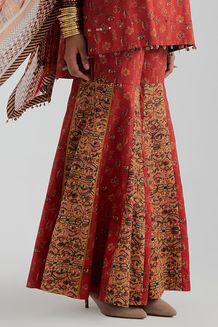 Sindoor Red Modal Satin Printed Wedding Sharara Set by ASEEM KAPOOR at Pernia's Pop Up Shop