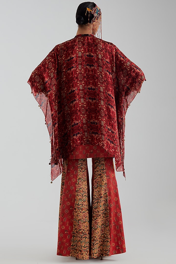 Sindoor Red Sheer Silk Sequin Embroidered Jacket Set by ASEEM KAPOOR at Pernia's Pop Up Shop