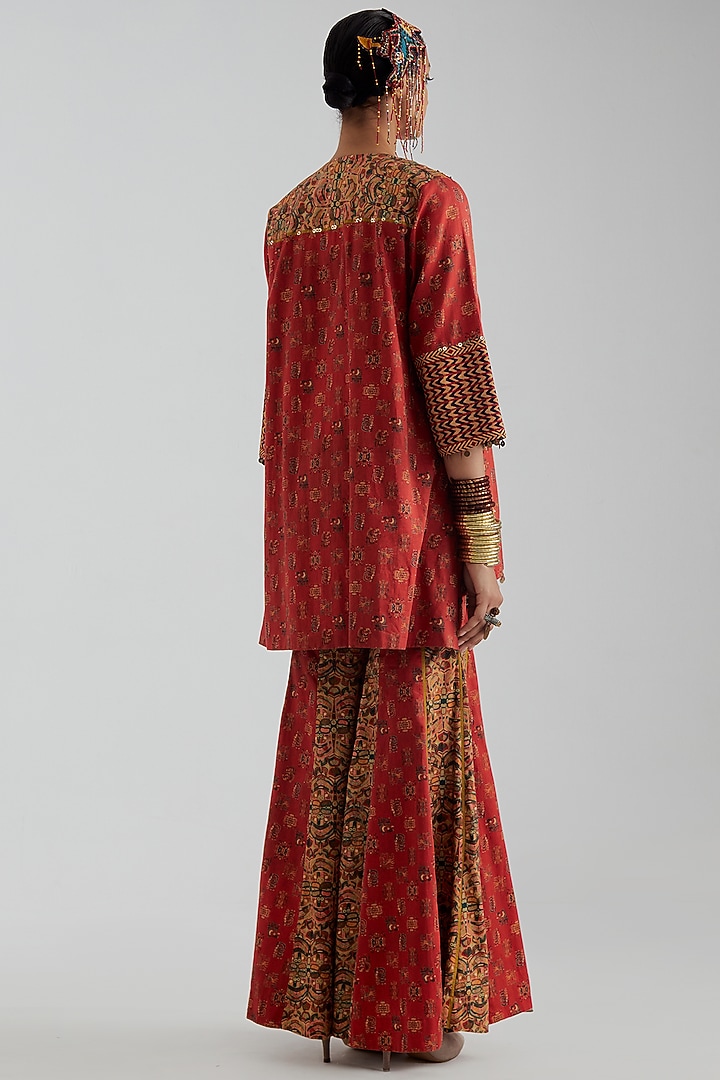 Sindoor Red Sheer Silk Sequin Embroidered Jacket Set by ASEEM KAPOOR at Pernia's Pop Up Shop