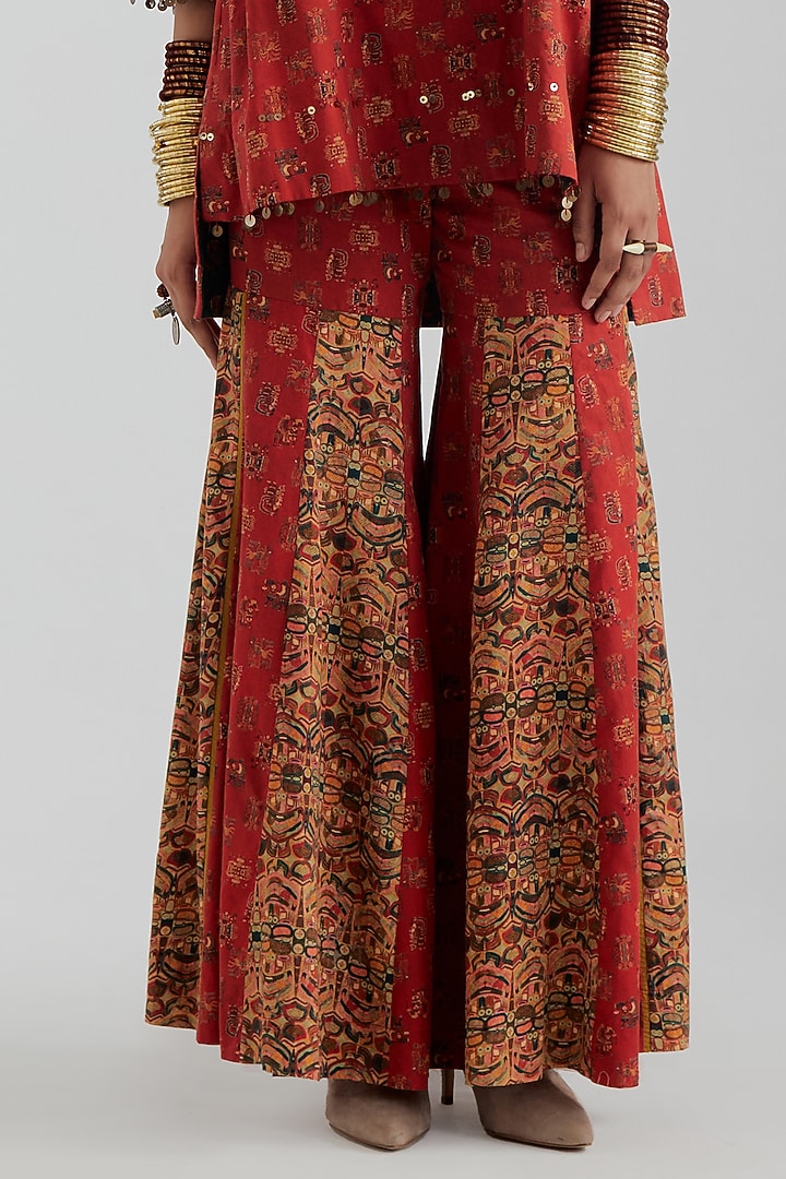 Sindoor Red Sheer Silk Sequin Embroidered Jacket Set by ASEEM KAPOOR at Pernia's Pop Up Shop