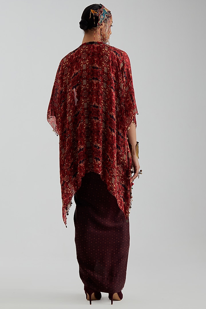Sindoor Red Sheer Silk Sequin Embroidered Jacket by ASEEM KAPOOR at Pernia's Pop Up Shop