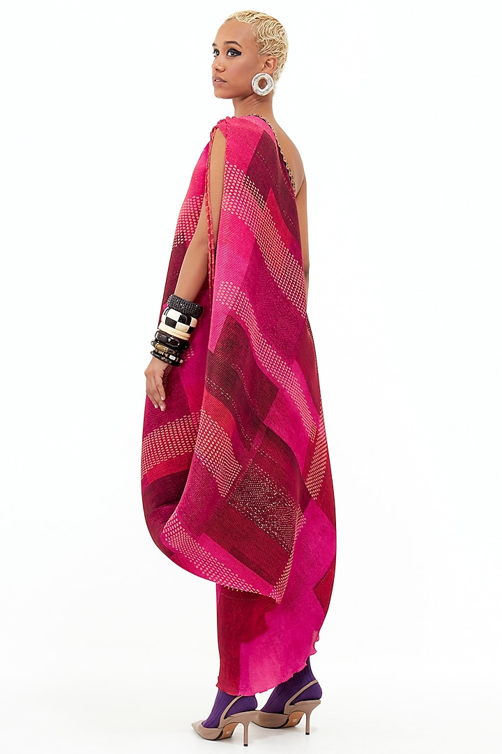 Pink Crinkle Crepe Aari Embroidered Vacation Dress by ASEEM KAPOOR at Pernia's Pop Up Shop