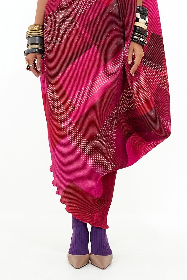 Pink Crinkle Crepe Aari Embroidered Vacation Dress by ASEEM KAPOOR at Pernia's Pop Up Shop