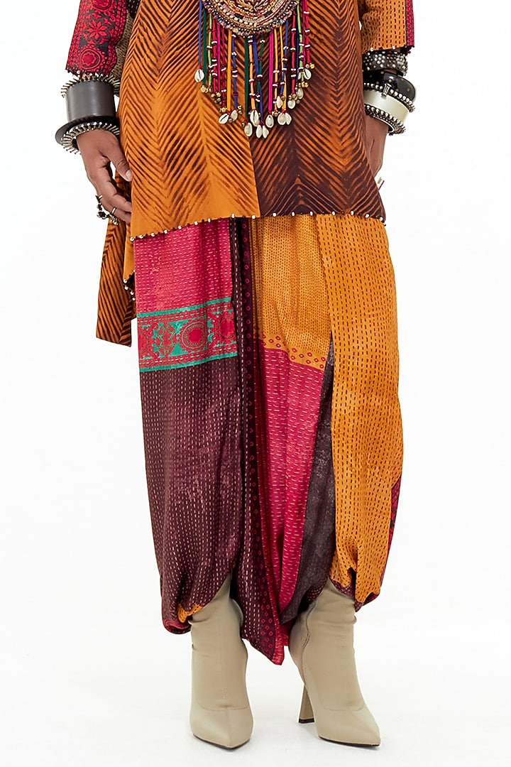 Yellow Italian Crepe & Cotton Silk Bead Embroidered Kurta Set by ASEEM KAPOOR at Pernia's Pop Up Shop
