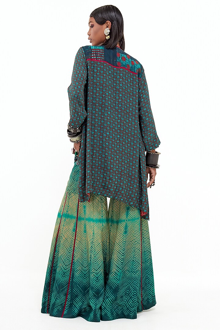 Green Italian Crepe & Cotton Silk Wedding Sharara Set by ASEEM KAPOOR at Pernia's Pop Up Shop