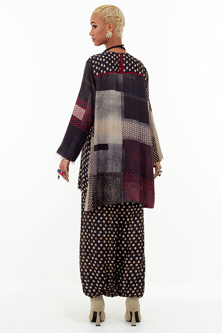 Black Mushroom Twill & Cotton Silk Bead Embroidered Kurta Set by ASEEM KAPOOR at Pernia's Pop Up Shop