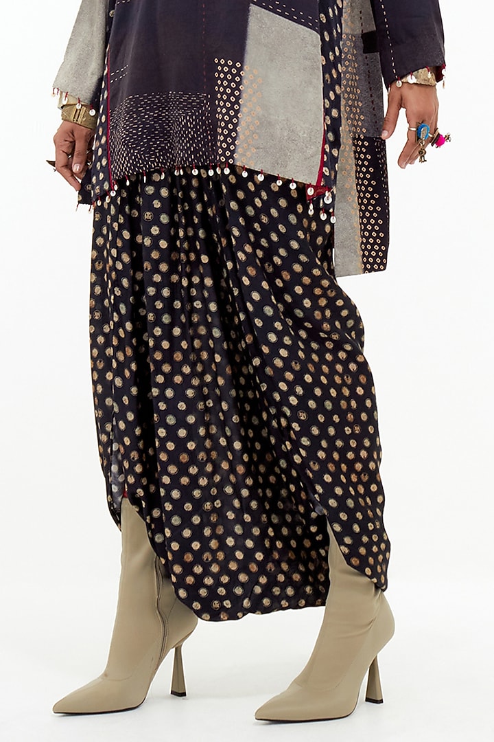 Black Mushroom Twill & Cotton Silk Bead Embroidered Kurta Set by ASEEM KAPOOR at Pernia's Pop Up Shop