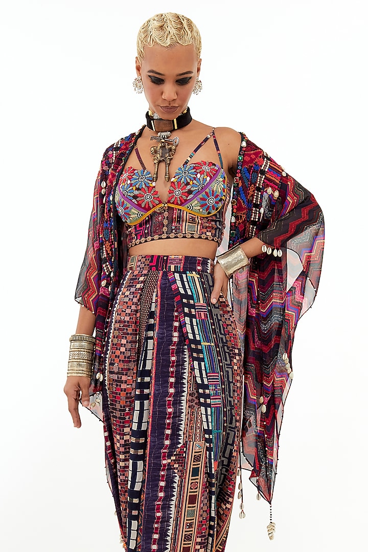 Multi-Colored Cotton Silk & Italian Crepe Jacket Set by ASEEM KAPOOR at Pernia's Pop Up Shop