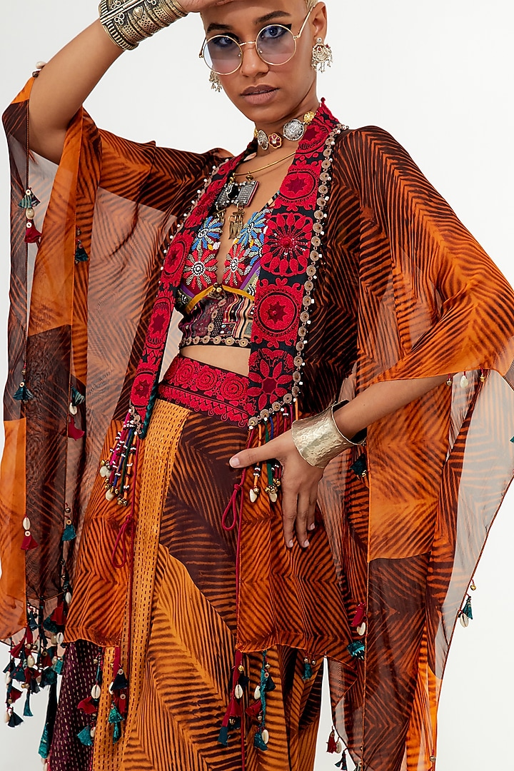 Multi-Colored Cotton Silk & Italian Crepe Jacket Set by ASEEM KAPOOR at Pernia's Pop Up Shop