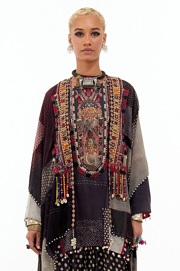 Multi-Colored Cotton Silk & Italian Crepe Dori Embroidered Jacket Set by ASEEM KAPOOR at Pernia's Pop Up Shop