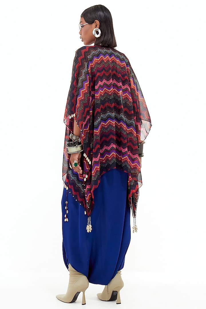 Sapphire Blue Cotton Silk & Italian Crepe Aari Embroidered Jacket Set by ASEEM KAPOOR at Pernia's Pop Up Shop