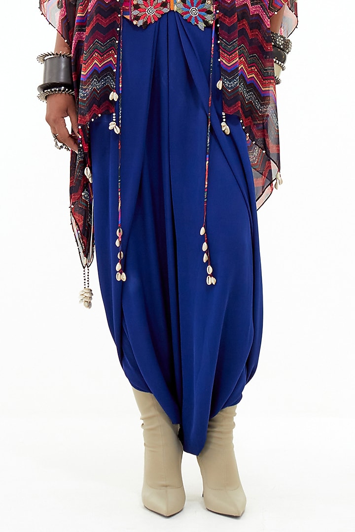 Sapphire Blue Cotton Silk & Italian Crepe Aari Embroidered Jacket Set by ASEEM KAPOOR at Pernia's Pop Up Shop