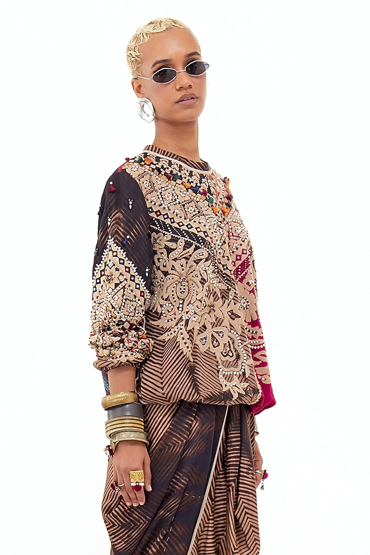 Multi-Colored Mushroom Twill Skirt Set by ASEEM KAPOOR at Pernia's Pop Up Shop