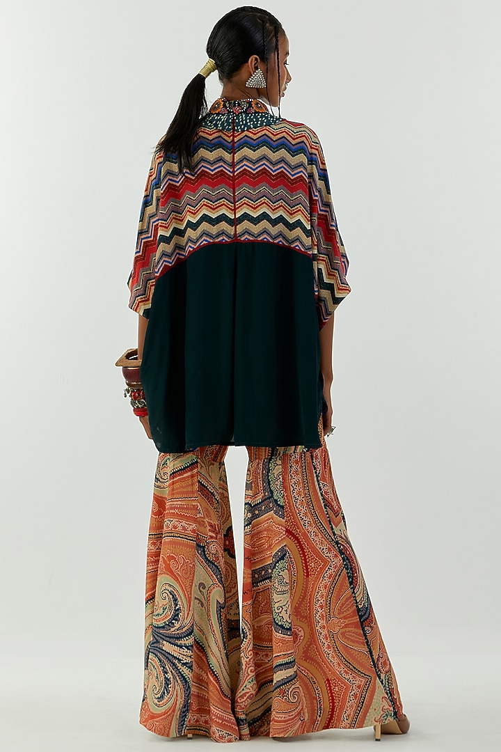 Deep Teal Natural Crepe Shirt by Aseem kapoor at Pernia's Pop Up Shop