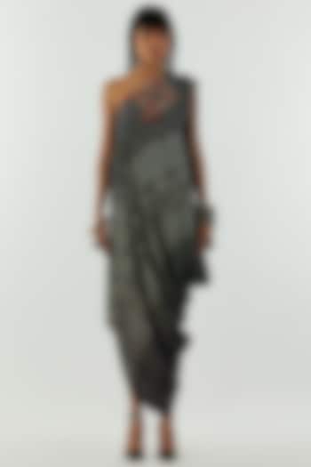 Grey Printed One-Shoulder Dress by Aseem kapoor