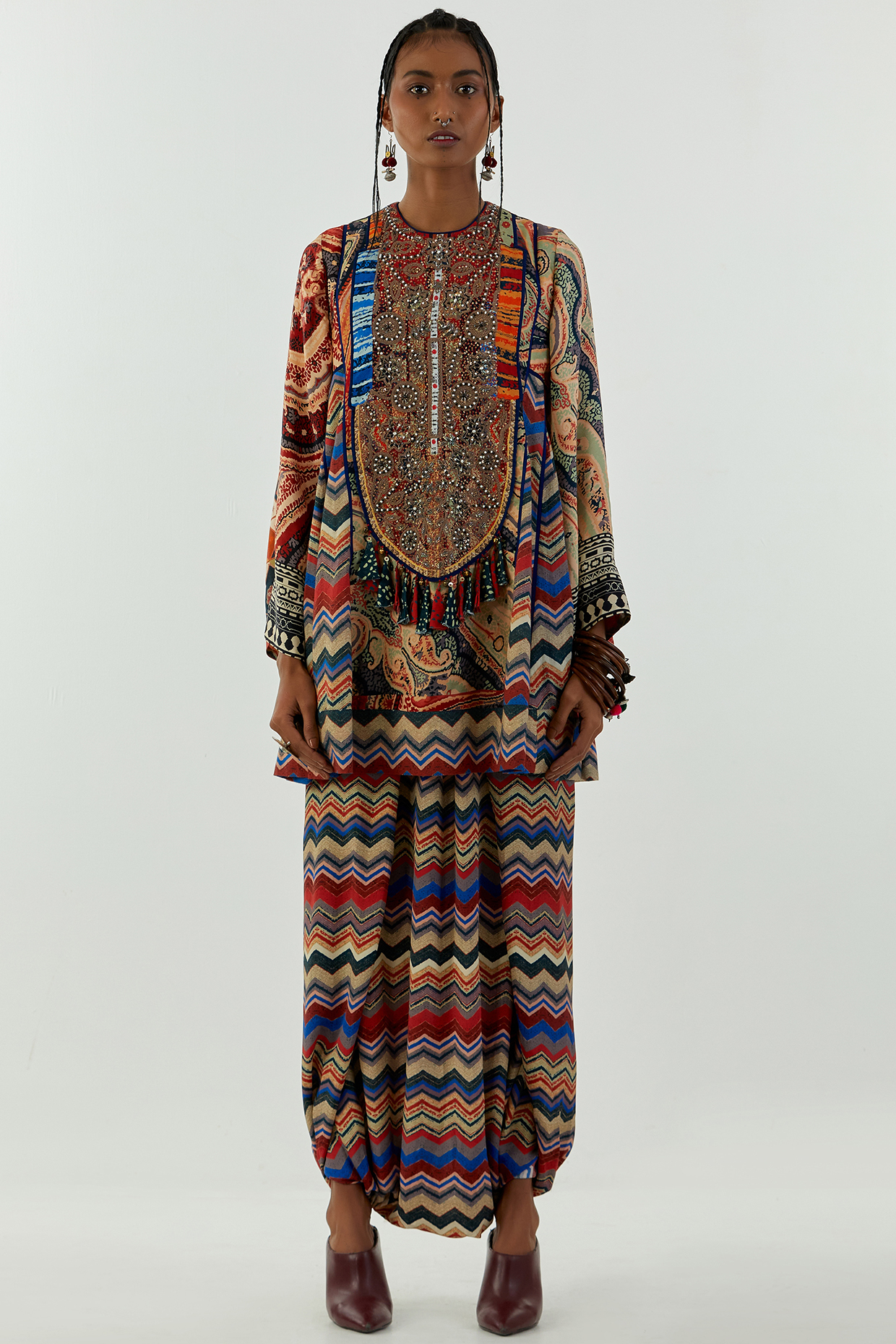 Multi-Coloured Mul Mul Printed Tunic Set by Aseem kapoor at Pernia's Pop Up Shop