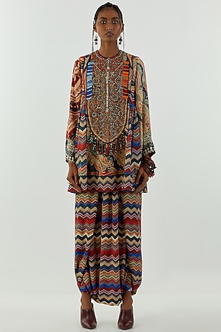 Multi-Coloured Mul Mul Printed Tunic Set by Aseem kapoor