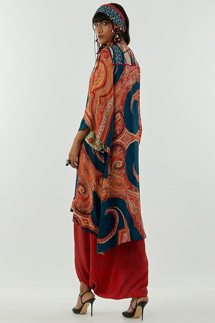 Deep Teal Ambi Printed Kurta Set by ASEEM KAPOOR at Pernia's Pop Up Shop