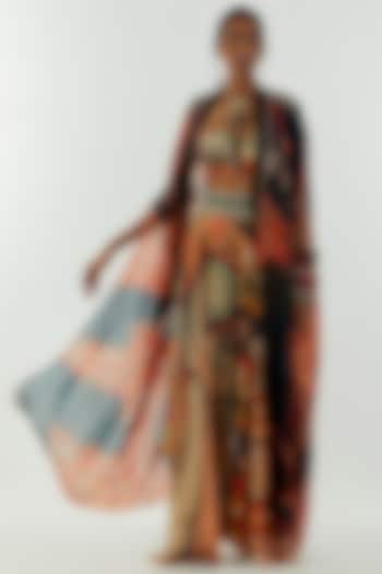 Multi-Colored Crepe Printed Skirt Set by ASEEM KAPOOR