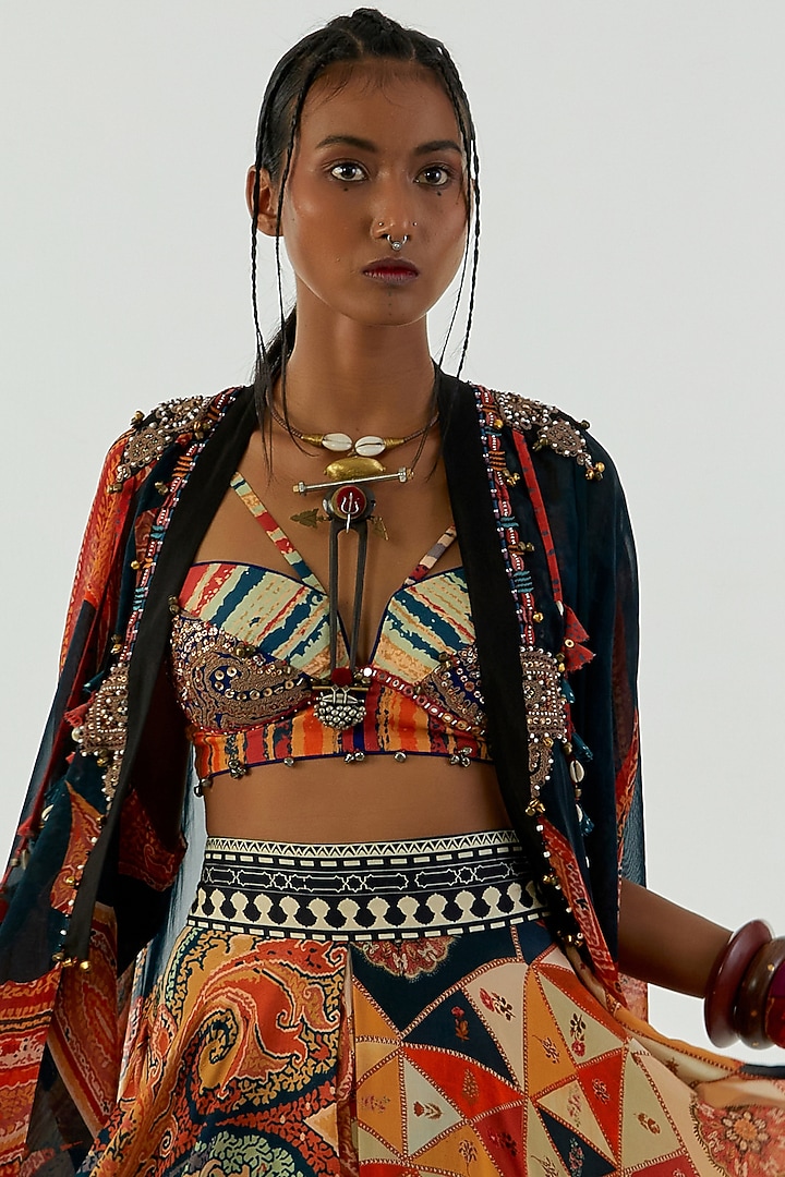 Multi-Colored Crepe Printed Skirt Set by ASEEM KAPOOR at Pernia's Pop Up Shop
