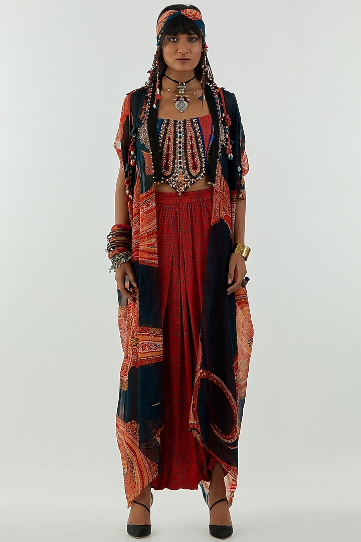 Multi-Colored Crepe Printed Jacket Set by ASEEM KAPOOR at Pernia's Pop Up Shop