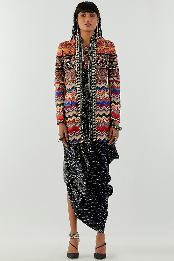 Multi-Colored Embroidered & Printed Jacket by ASEEM KAPOOR