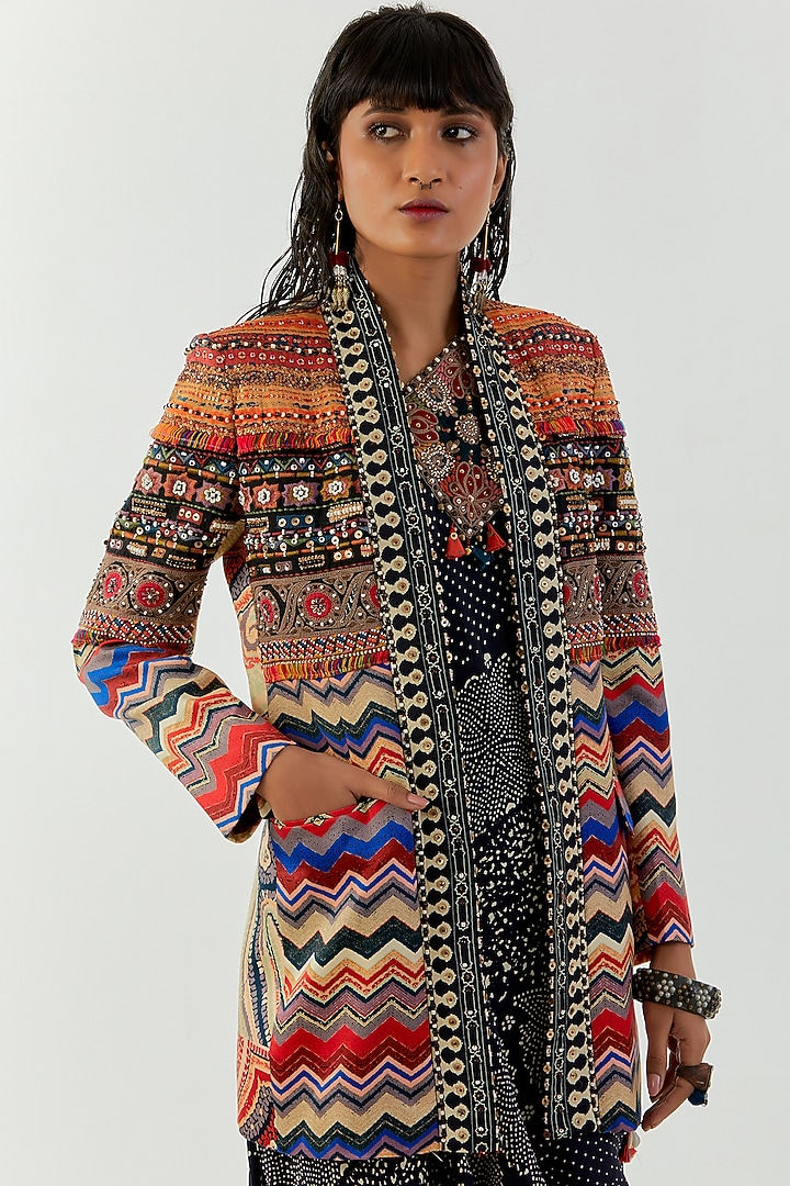 Multi-Colored Embroidered & Printed Jacket by ASEEM KAPOOR at Pernia's Pop Up Shop