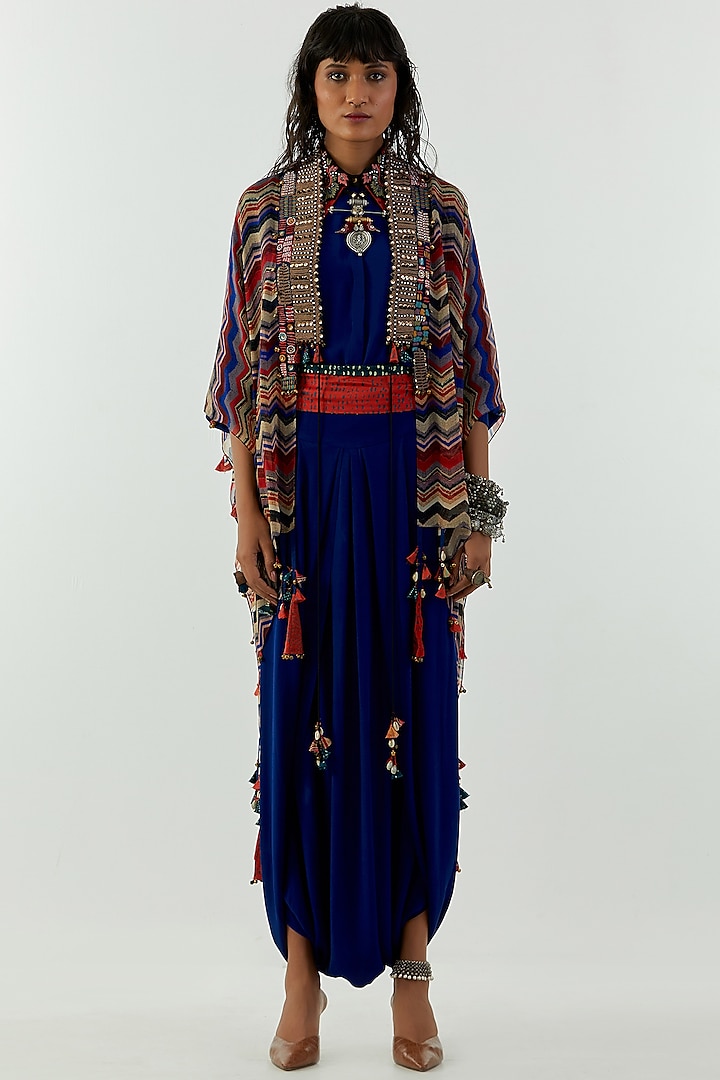 Multi-Colored Embroidered & Printed Dupatta Jacket by ASEEM KAPOOR