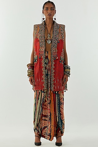 Sindoor Embroidered & Printed Jacket by ASEEM KAPOOR