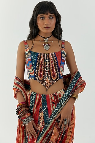 Multi-Colored Embroidered Blouse by ASEEM KAPOOR