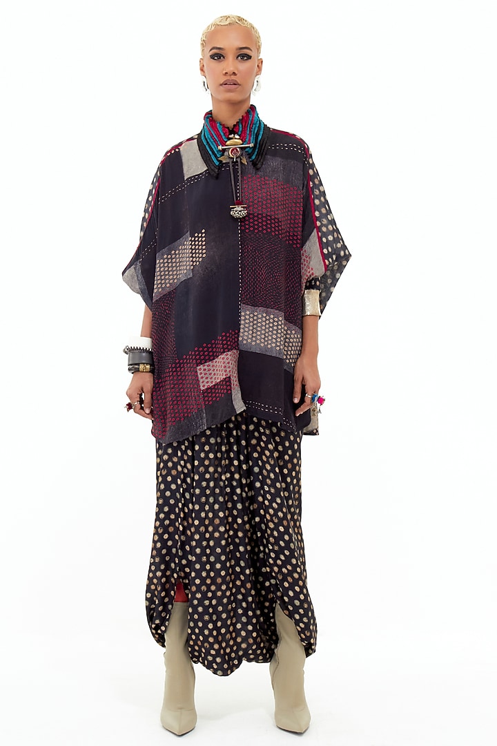 Black Italian Crepe Printed Co-Ord Set by ASEEM KAPOOR at Pernia's Pop Up Shop