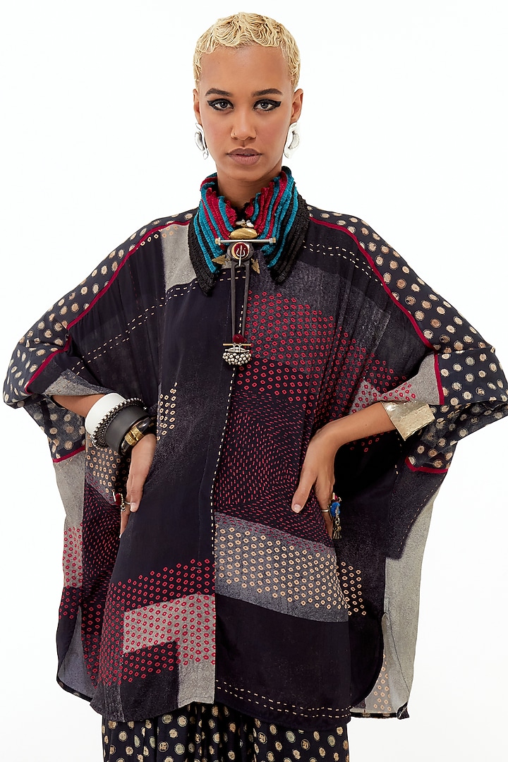 Black Italian Crepe Printed Co-Ord Set by ASEEM KAPOOR at Pernia's Pop Up Shop
