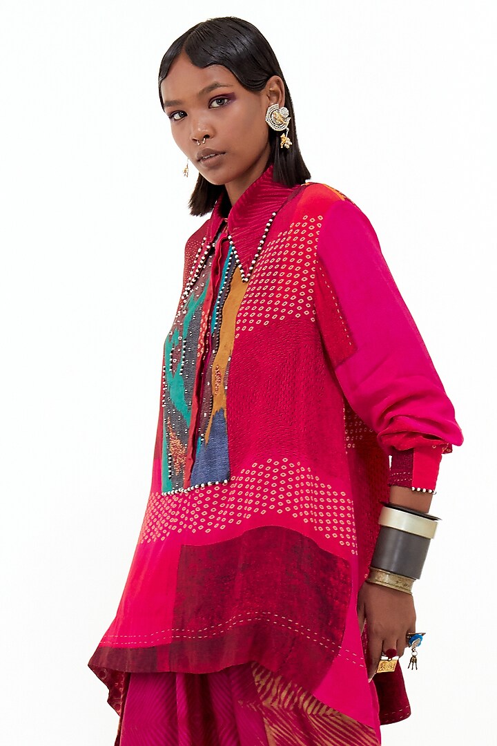 Pink Italian Crepe & Cotton Silk Printed Co-Ord Set by ASEEM KAPOOR at Pernia's Pop Up Shop