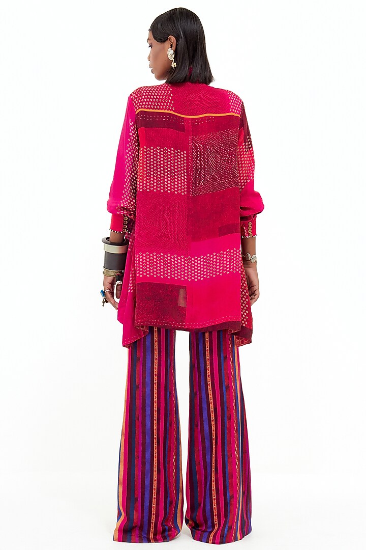 Pink Italian Crepe & Slub Satin Printed Co-Ord Set by ASEEM KAPOOR at Pernia's Pop Up Shop